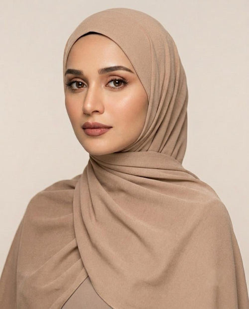 Ainaura Premium Moja Jersey Light Chikku Colour Scarf - AinAura