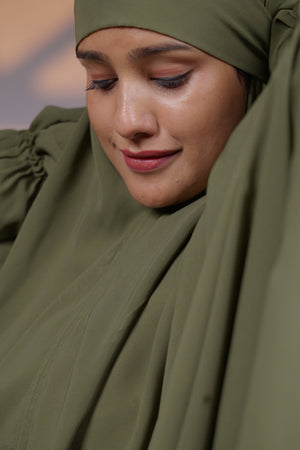 Ainaura | Premium Olive Grace Jilbab - AinAura
