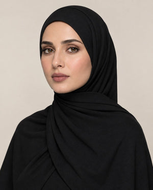 Ainaura Premium Zera Jersey Hijab – Black - AinAura