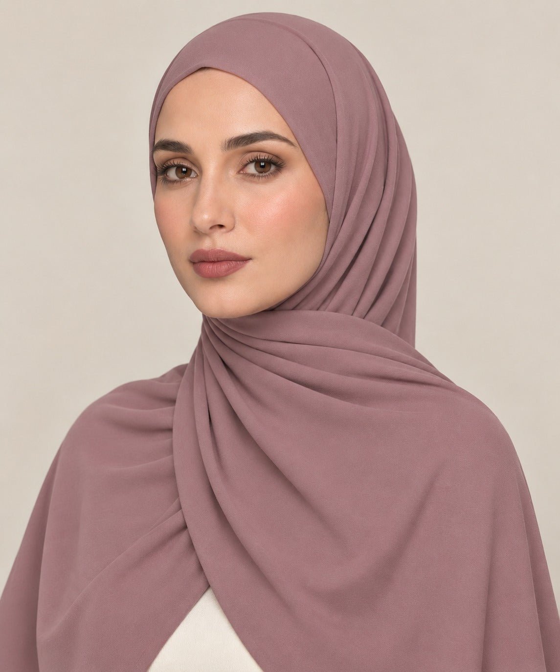 Ainaura Premium Zera Jersey Hijab – Dusty Pink 1 - AinAura