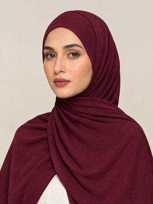 Ainaura Premium Zera Jersey Hijab – Maroon - AinAura