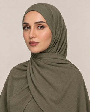 Ainaura Premium Zera Jersey Hijab – Moss Green - AinAura