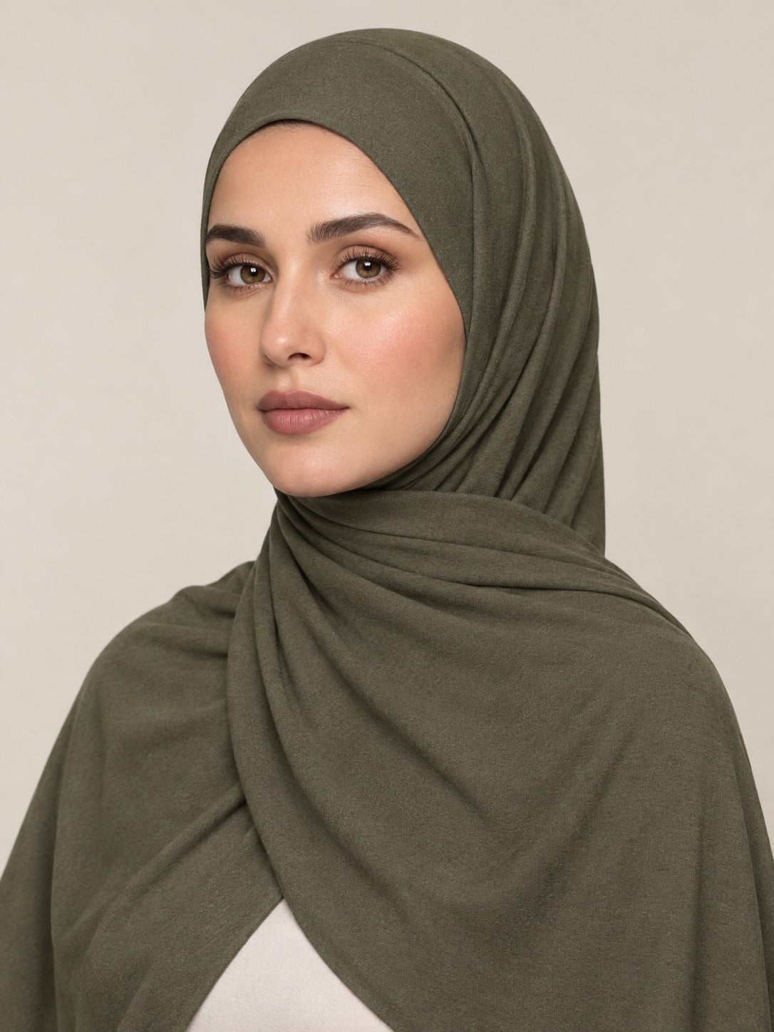 Ainaura Premium Zera Jersey Hijab – Olive Drab - AinAura