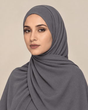 Ainaura Premium Zera Jersey Hijab – Shadow Grey - AinAura