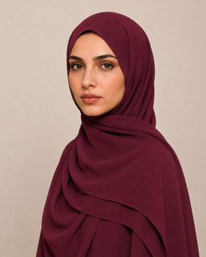 Ainaura Premium Zera Malaysian Crepe Hijab – Burgundy - AinAura