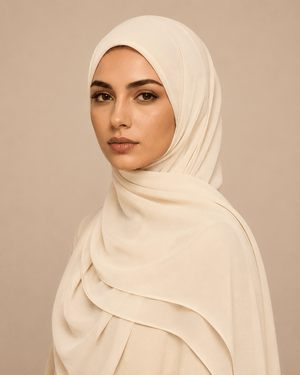 Ainaura Premium Zera Malaysian Crepe Hijab – Cream - AinAura