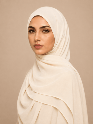 Ainaura Premium Zera Malaysian Crepe Hijab – Eggnog - AinAura
