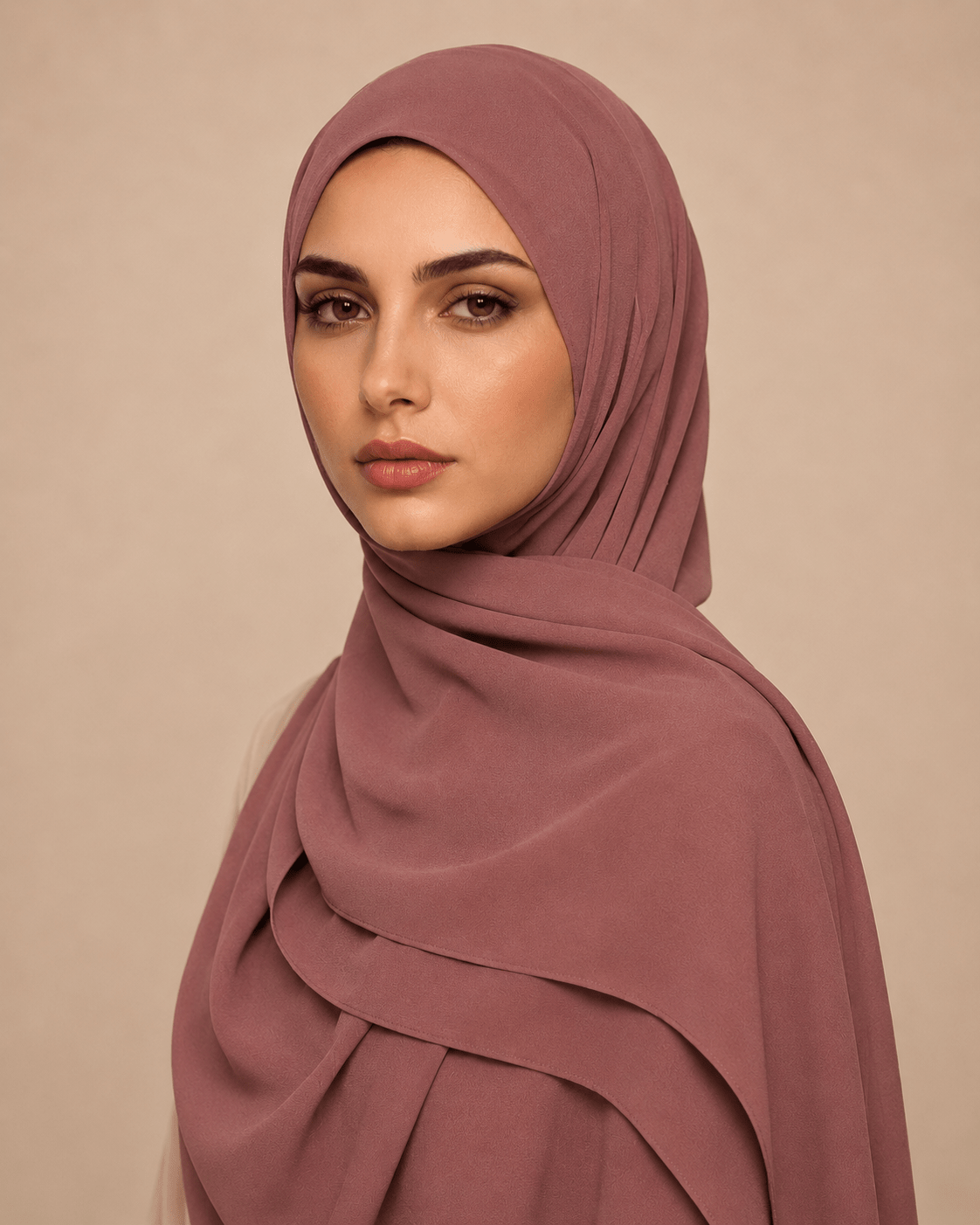 Ainaura Premium Zera Malaysian Crepe Hijab – Rosey Brown - AinAura