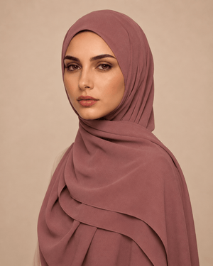 Ainaura Premium Zera Malaysian Crepe Hijab – Rosey Brown - AinAura