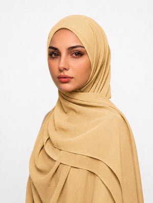 Ainaura Premium Zera Malaysian Georgette Hijab – Frosted Beige - AinAura