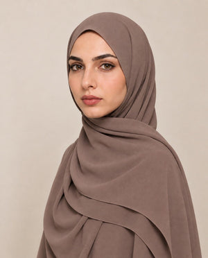 Ainaura Premium Zera Malaysian Georgette Hijab – Mocha - AinAura