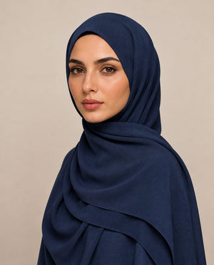 Ainaura Premium Zera Malaysian Georgette Hijab – Navy Denim - AinAura