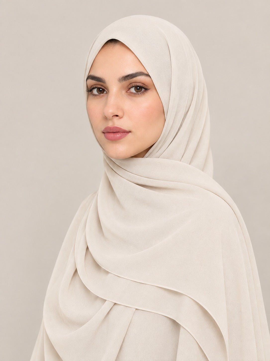 Ainaura Premium Zera Malaysian Georgette Hijab – Rice - AinAura