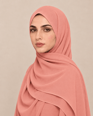 Ainaura Premium Zera Malaysian Georgette Hijab – Salmon - AinAura