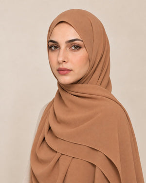 Ainaura Premium Zera Malaysian Georgette Hijab – Sandy Brown - AinAura