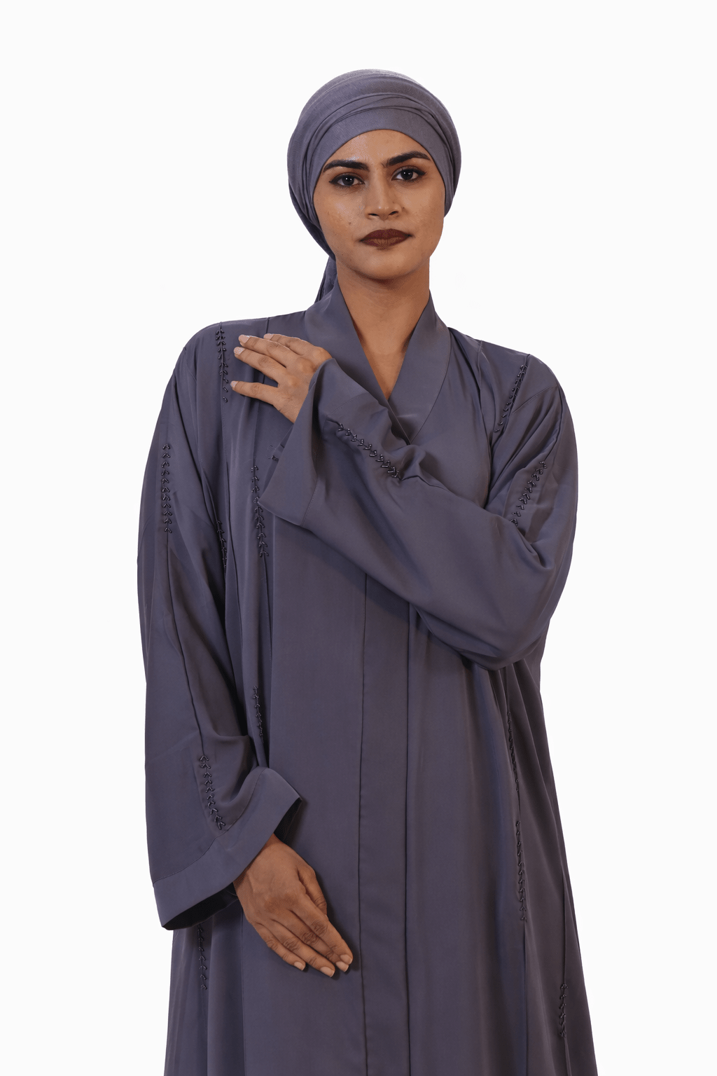 Classic Charcoal Grace Abaya-Premium Imported Nida Fabric - AinAura