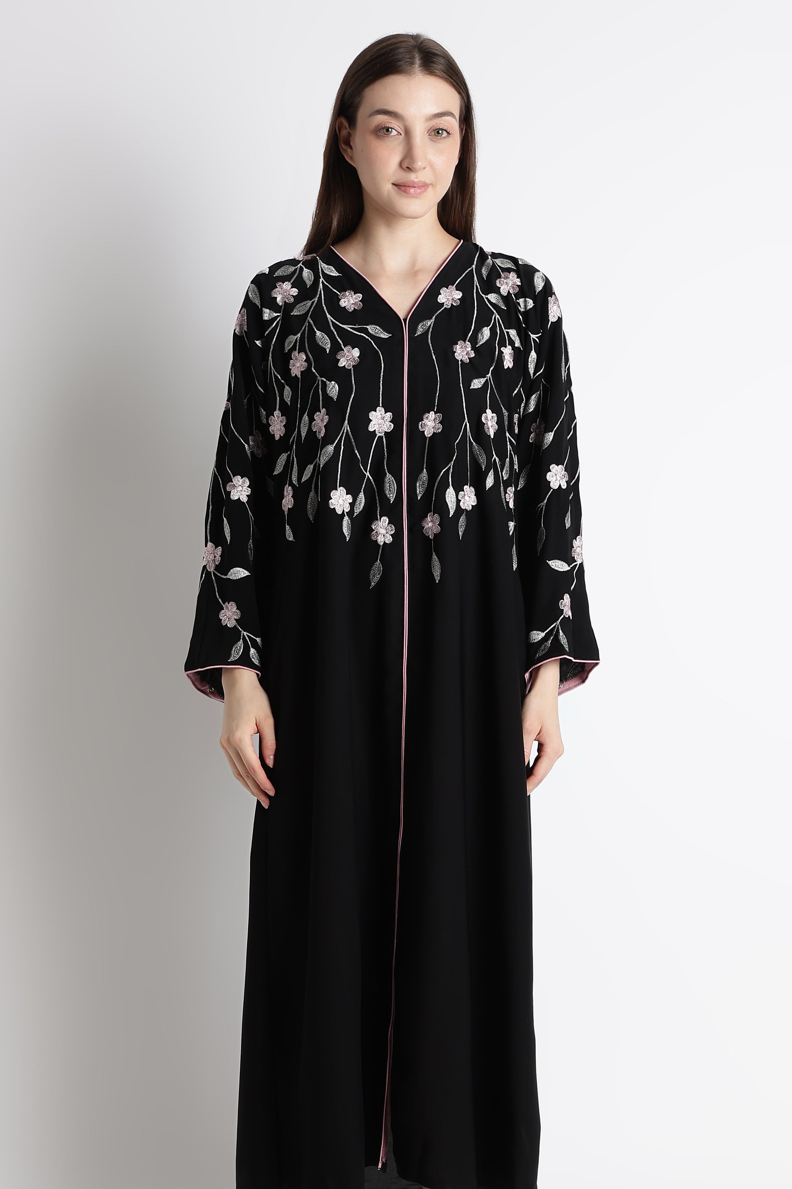 Ainaura | Midnight Flora Embroidered Dubai Abaya