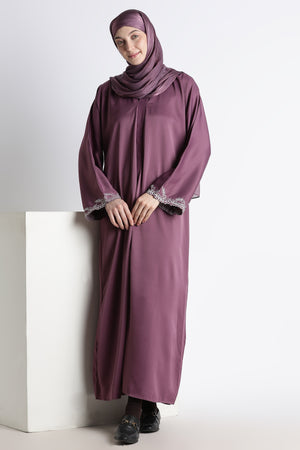Ainaura | Royal Plum Scalloped Dubai Abaya