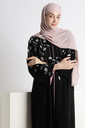 Ainaura | Midnight Flora Embroidered Dubai Abaya