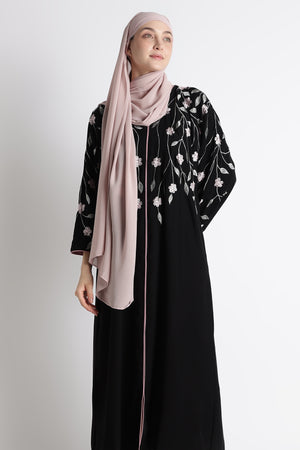 Ainaura | Midnight Flora Embroidered Dubai Abaya