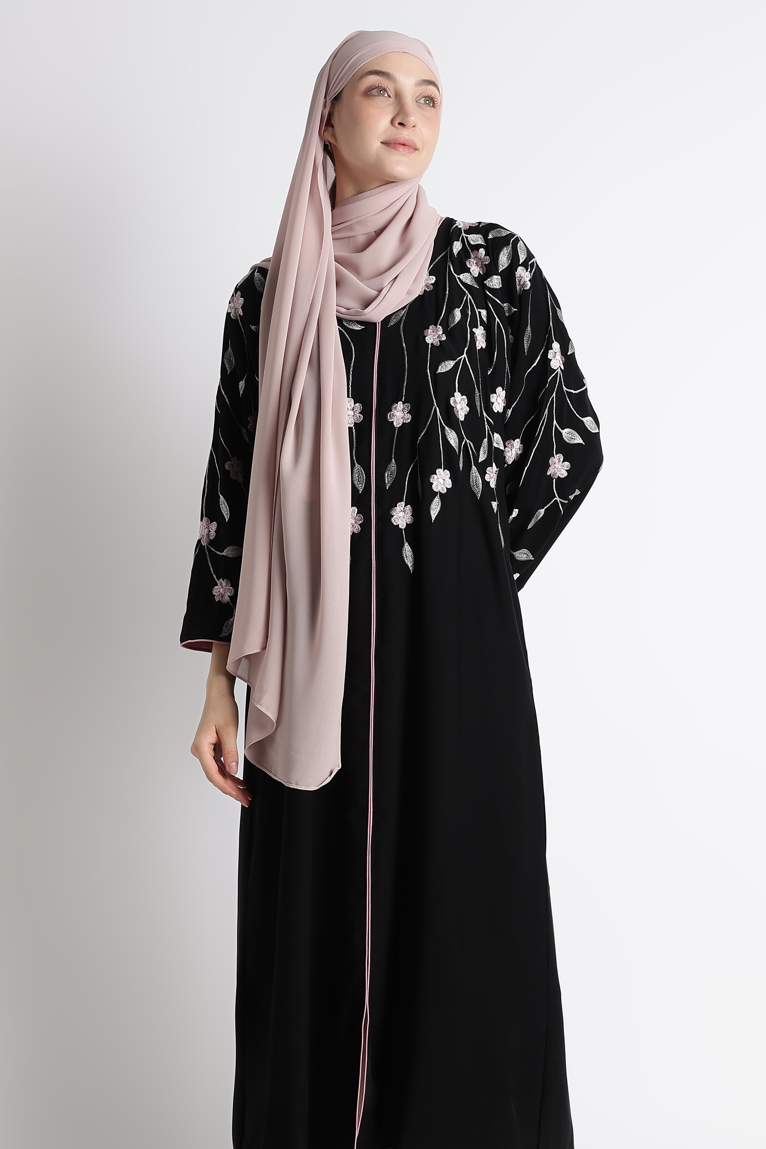 Ainaura | Midnight Flora Embroidered Dubai Abaya