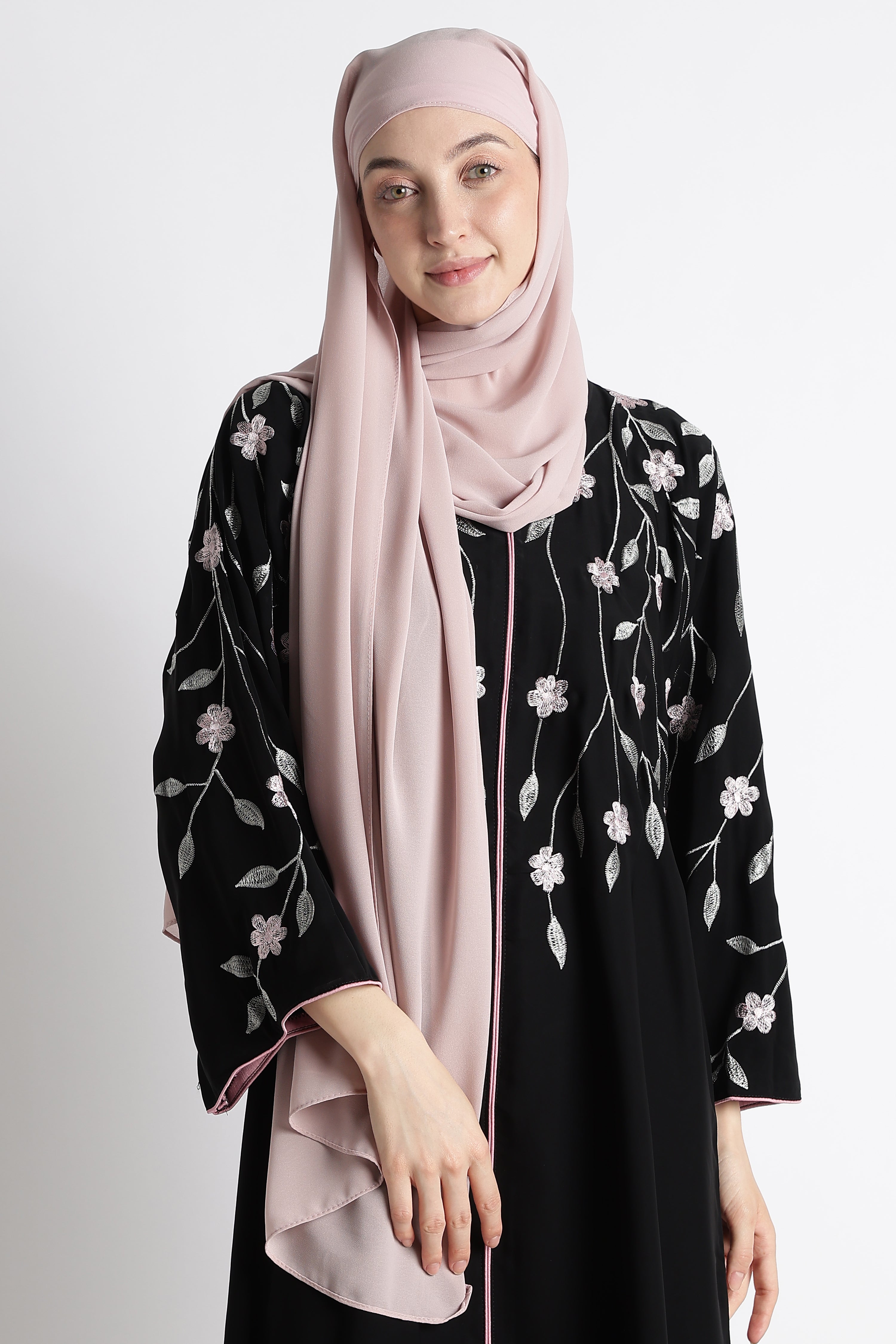 Ainaura | Midnight Flora Embroidered Dubai Abaya