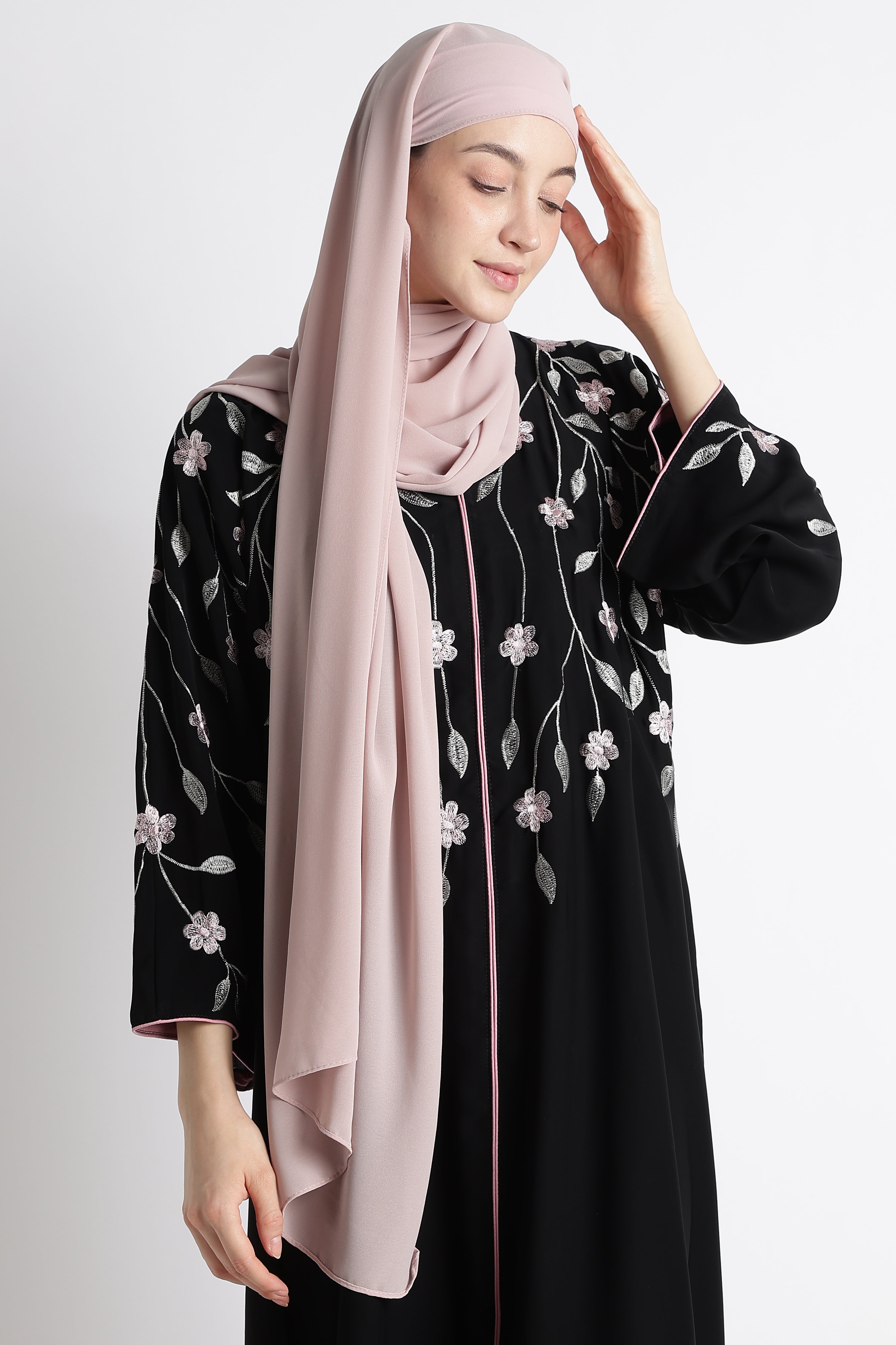 Ainaura | Midnight Flora Embroidered Dubai Abaya