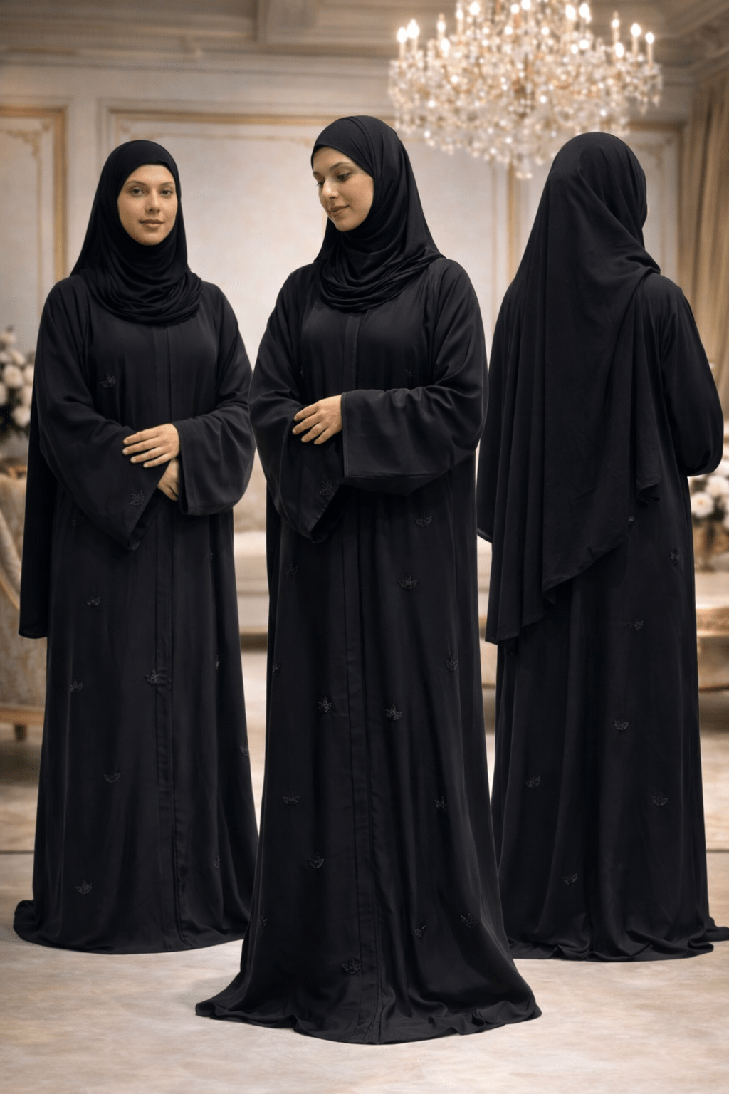 Handcrafted Motif Artwork Black Abaya-Premium Imported Nida Fabric - AinAura