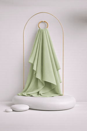 Moja Premium Malaysian Heavy Georgette - Light Moss - AinAura