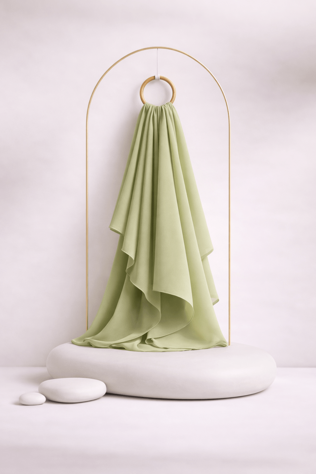 Moja Premium Malaysian Heavy Georgette - Nude Green - AinAura