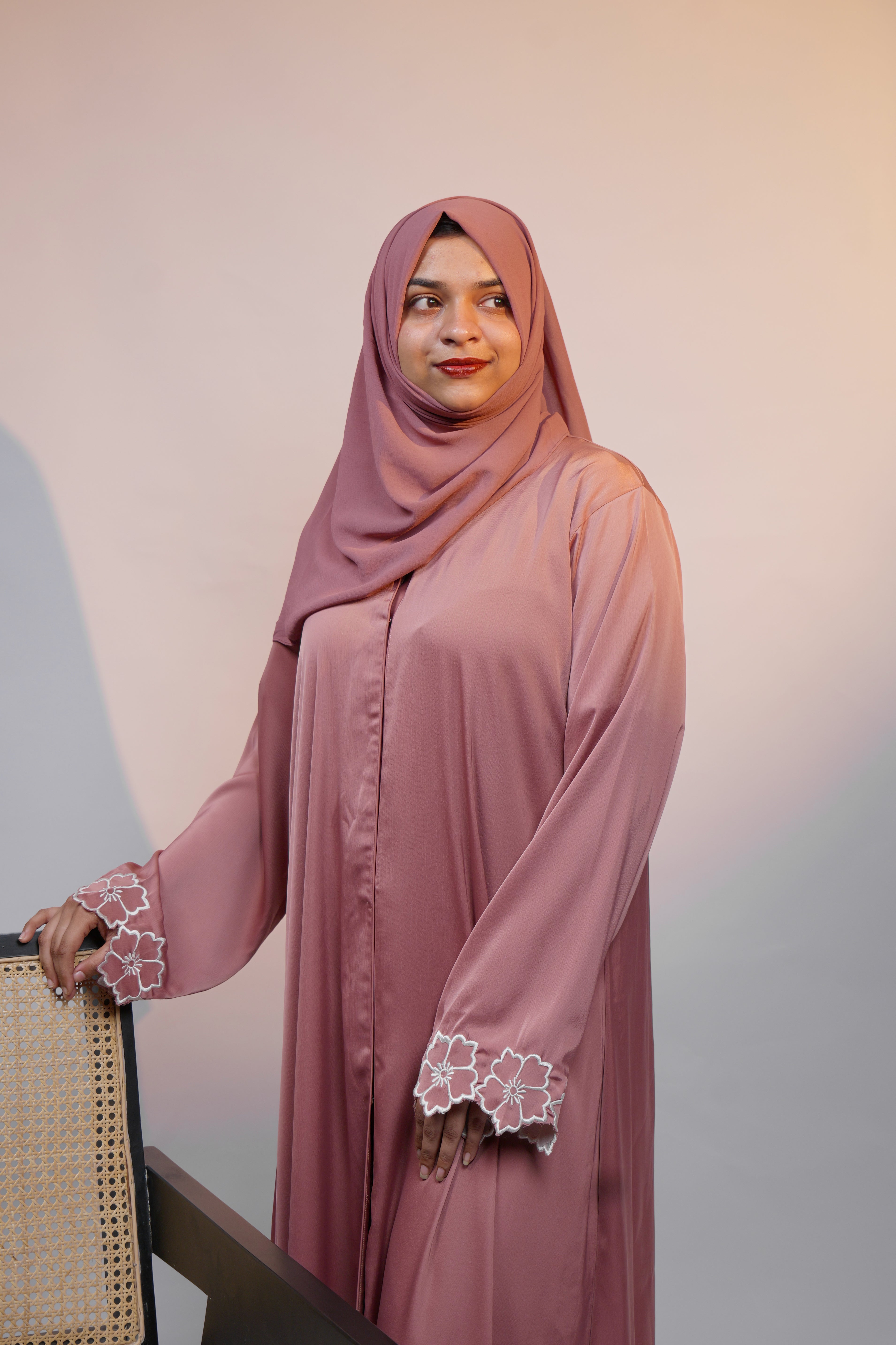 Ainaura | Premium Rose Blossom Embroidered Abaya