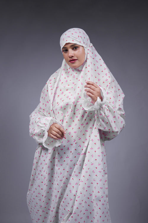 Ainaura | Premium Cotton Rose Petal Prayer Dress