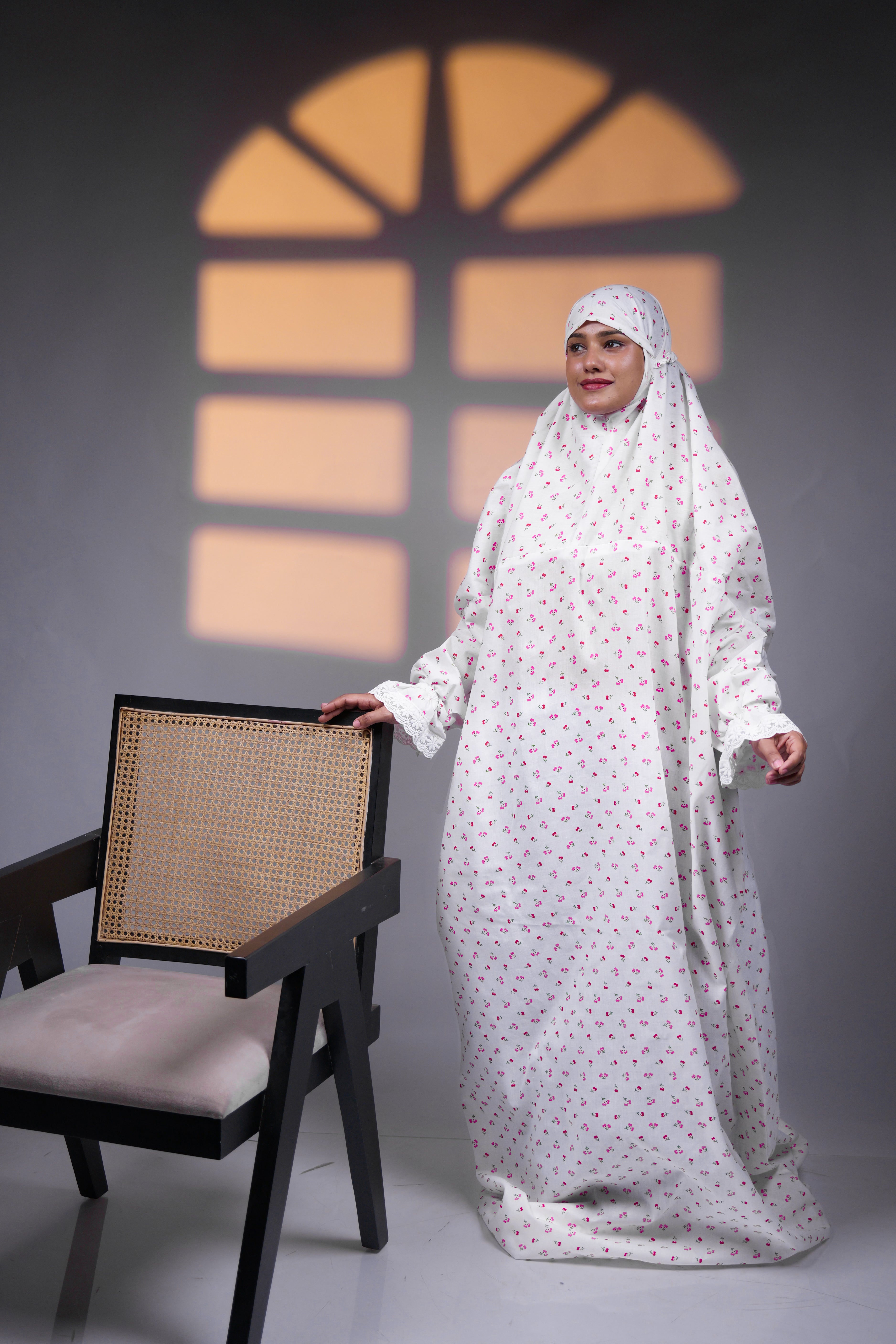 Ainaura | Premium Cotton Rose Petal Prayer Dress