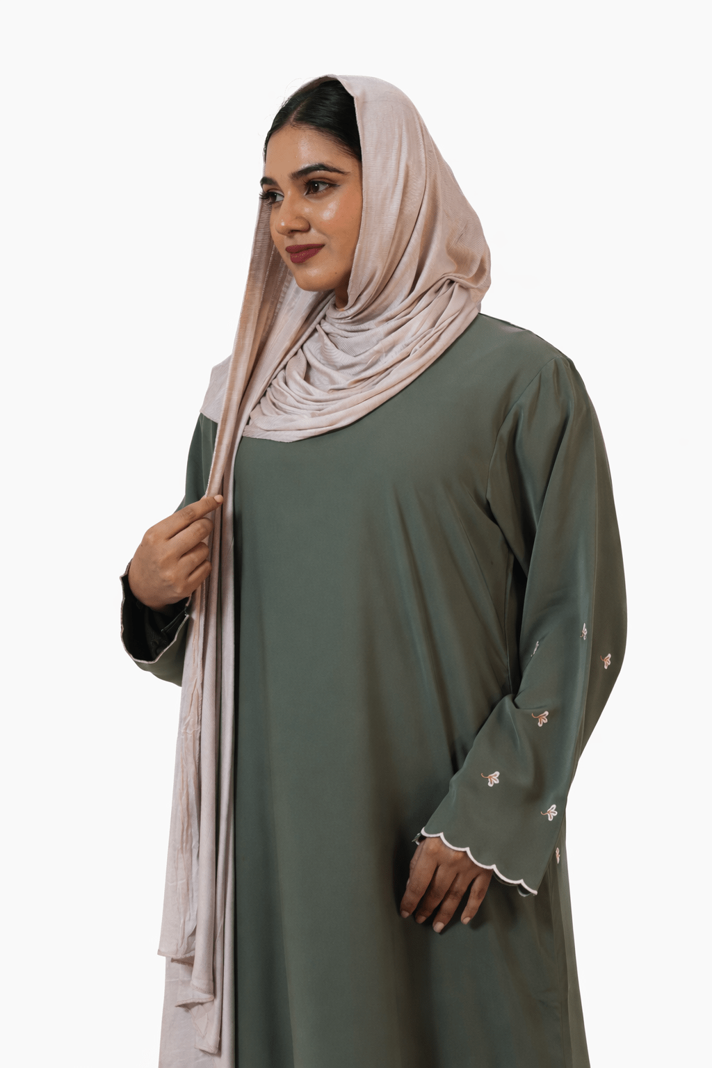 Soft Olive Everyday Elegance Abaya-Premium Imported Nida Fabric - AinAura