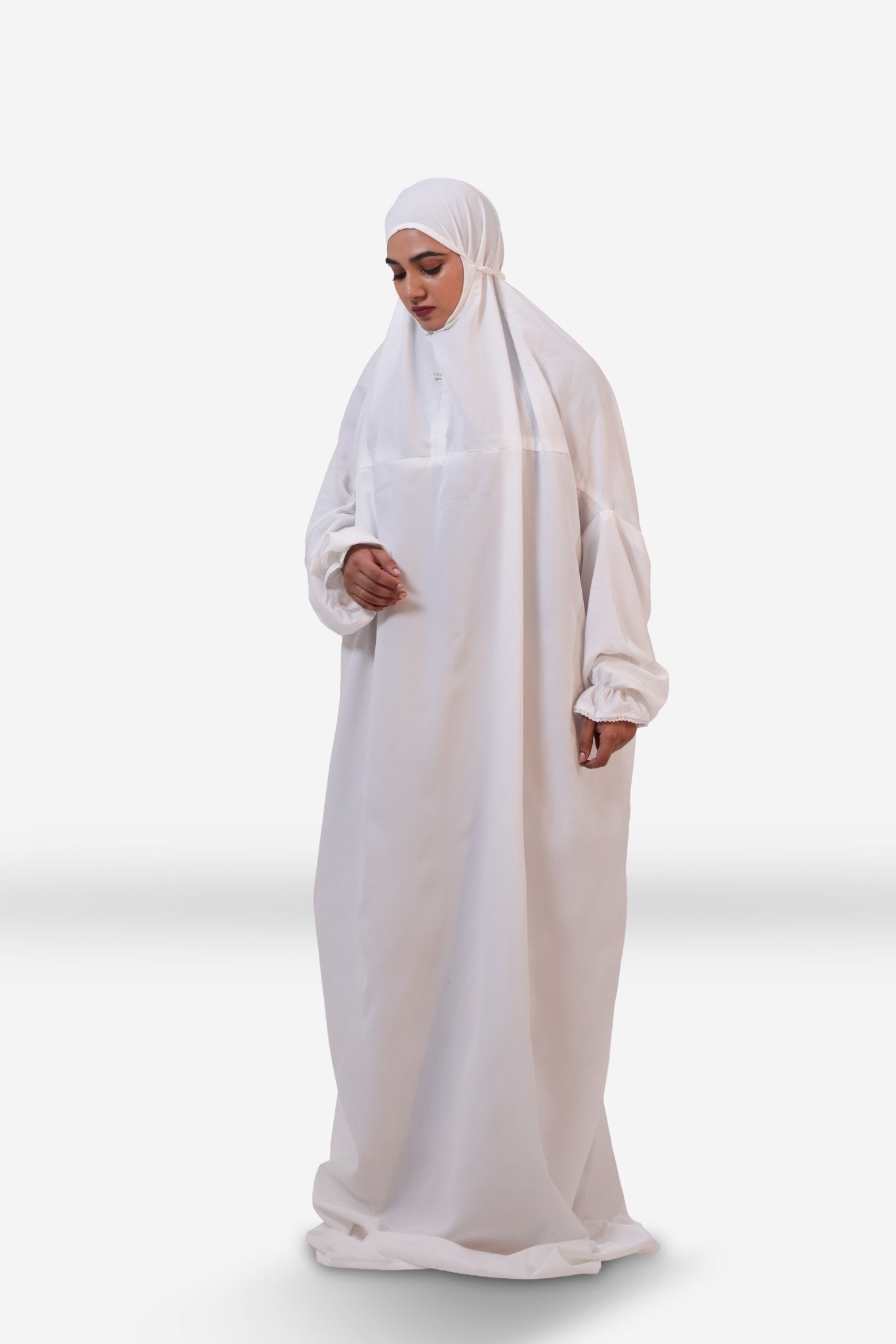 The Laya Series | Premium Plain Crepe White Laya Adan (The Paradise) - AinAura