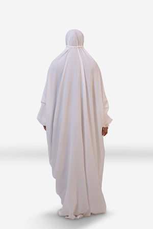 The Laya Series | Premium Plain Crepe White Laya Adan (The Paradise) - AinAura