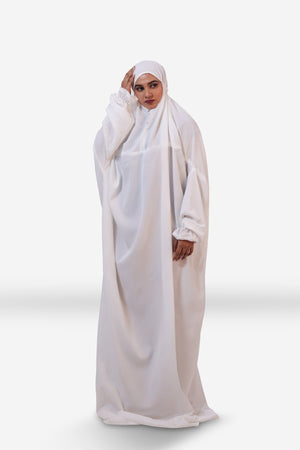 The Laya Series | Premium Plain Crepe White Laya Adan (The Paradise) - AinAura