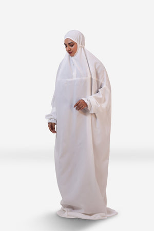 The Laya Series | Premium Plain Crepe White Laya Adan (The Paradise) - AinAura