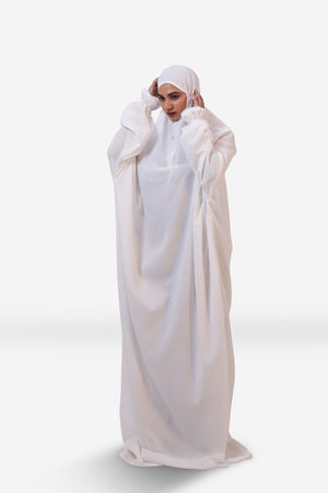 The Laya Series | Premium Plain Crepe White Laya Adan (The Paradise) - AinAura