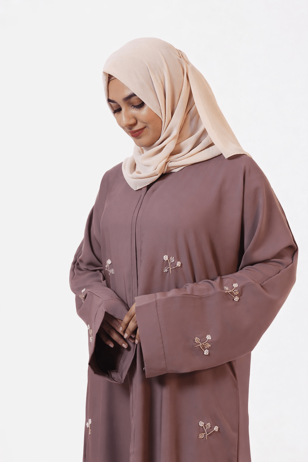 The Luxe Nida Hand-Embellished Abaya (Best for a modern, high-end feel) - AinAura