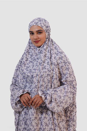 The Ria Series | Grey&Blue Ria Flora (The Bloom) Designed Crepe - AinAura