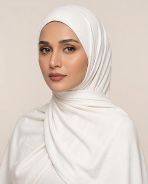Ainaura Premium Moja Jersey Milk White Colour Scarf